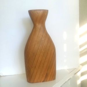 HANDMADE Wooden Tribal Tall Vase